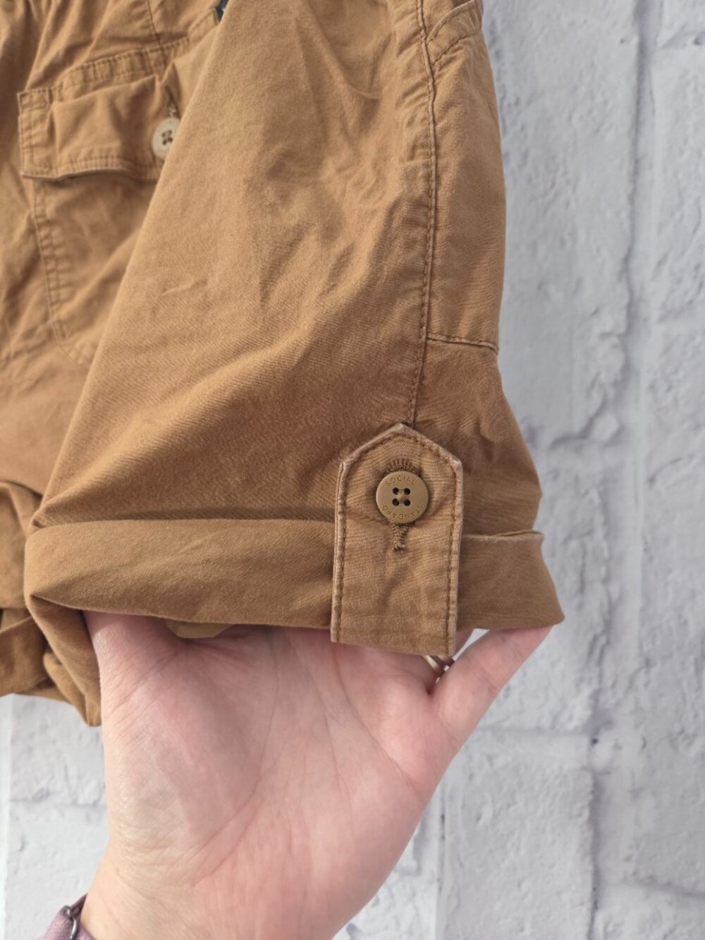 Social Standard by Sanctuary XXL Dark Tan Button Cuff Casual Summer Shorts - Picture 6 of 8
